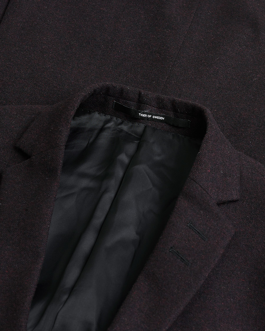 Mies | Pre-owned Pikkutakit | Pre-owned | Tiger of Sweden Flannel Wool Blazer Burgundy 48