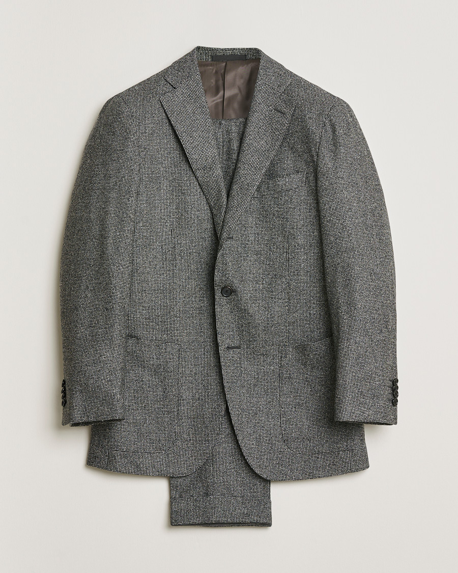 Mies | Pre-owned Puvut | Pre-owned | Caruso Houndstooth Wool Suit Grey 50