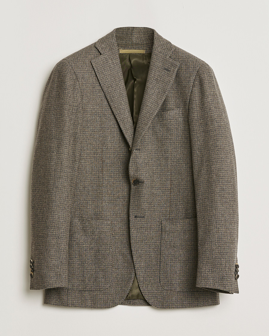 Mies | Pre-owned Pikkutakit | Pre-owned | Caruso Wool Houndstooth Blazer Brown 46