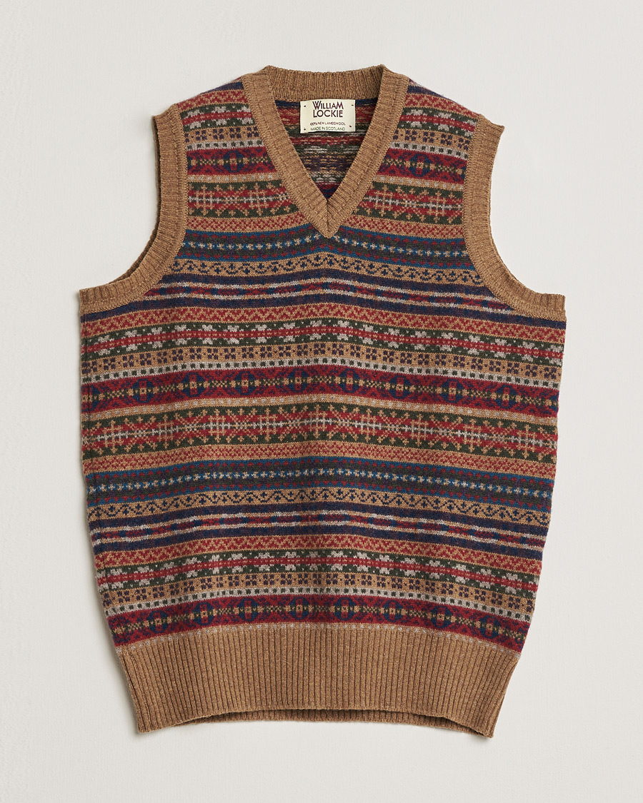Mies | Pre-owned Puserot | Pre-owned | William Lockie Wool Fair Isle Vest Tan S