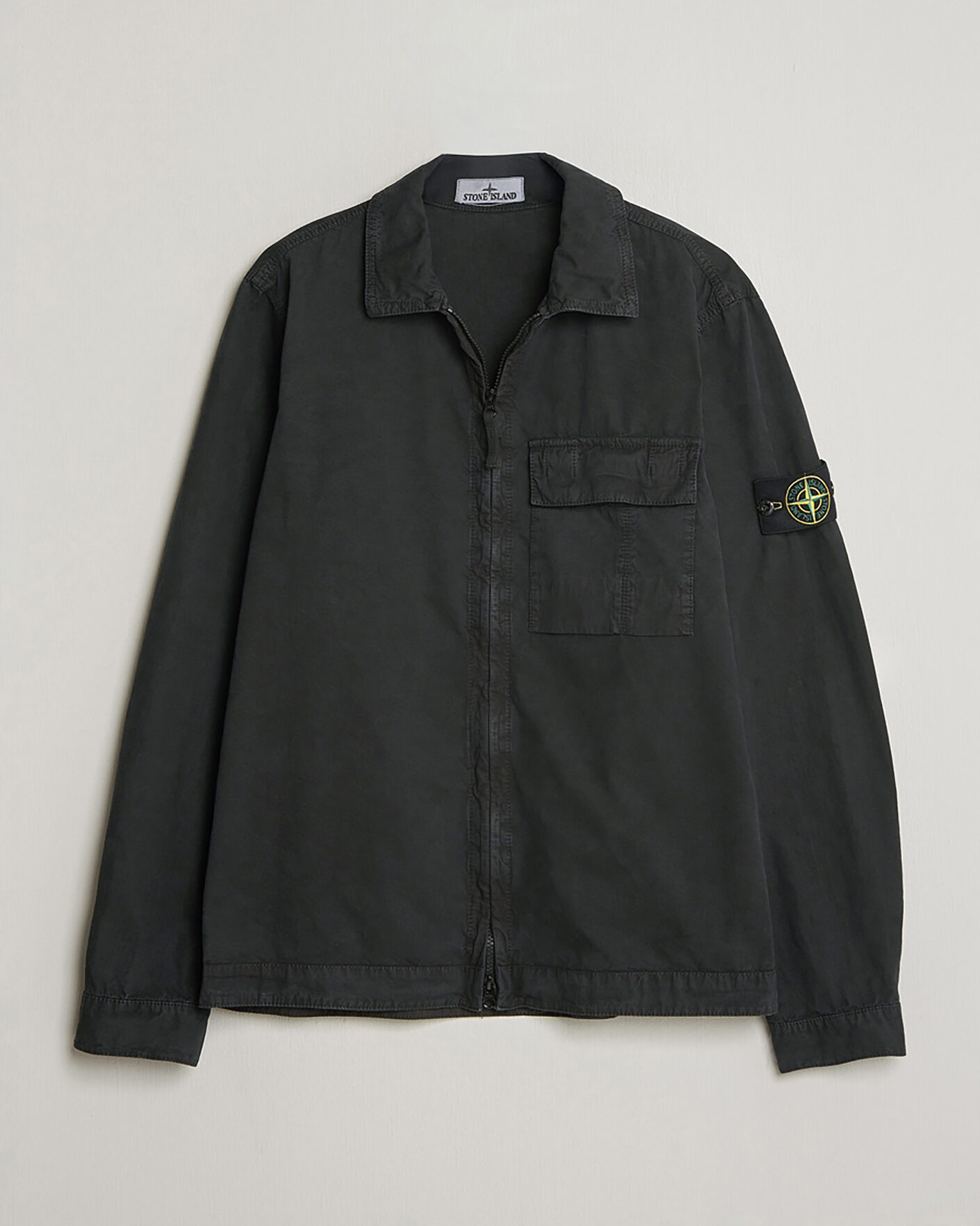Mies | Pre-owned Kauluspaidat | Pre-owned | Stone Island Brushed Cotton Canvas Zip Overshirt Black S