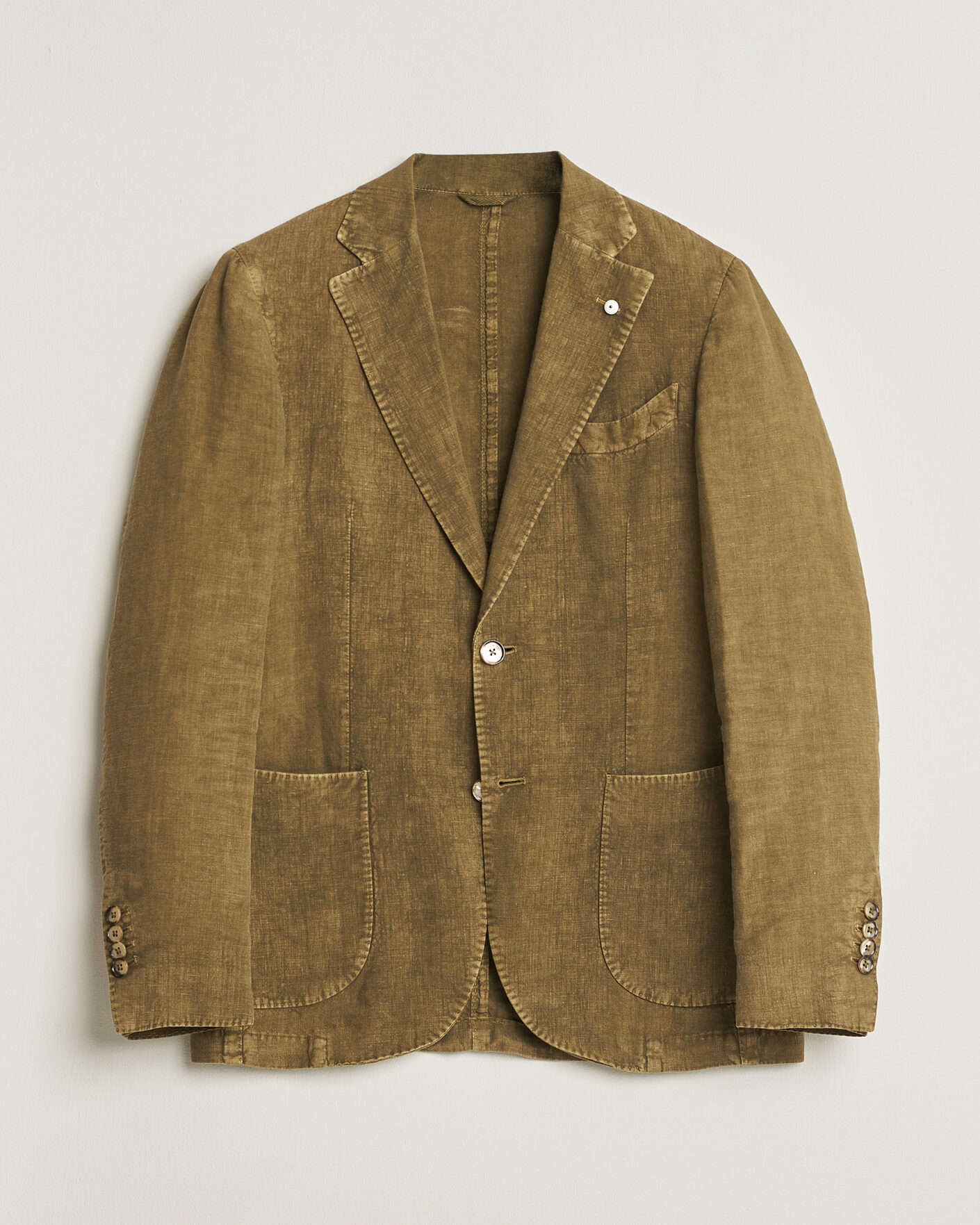 Mies | Pre-owned Pikkutakit | Pre-owned | L.B.M. 1911 Jack Regular Fit Linen Blazer Olive 46