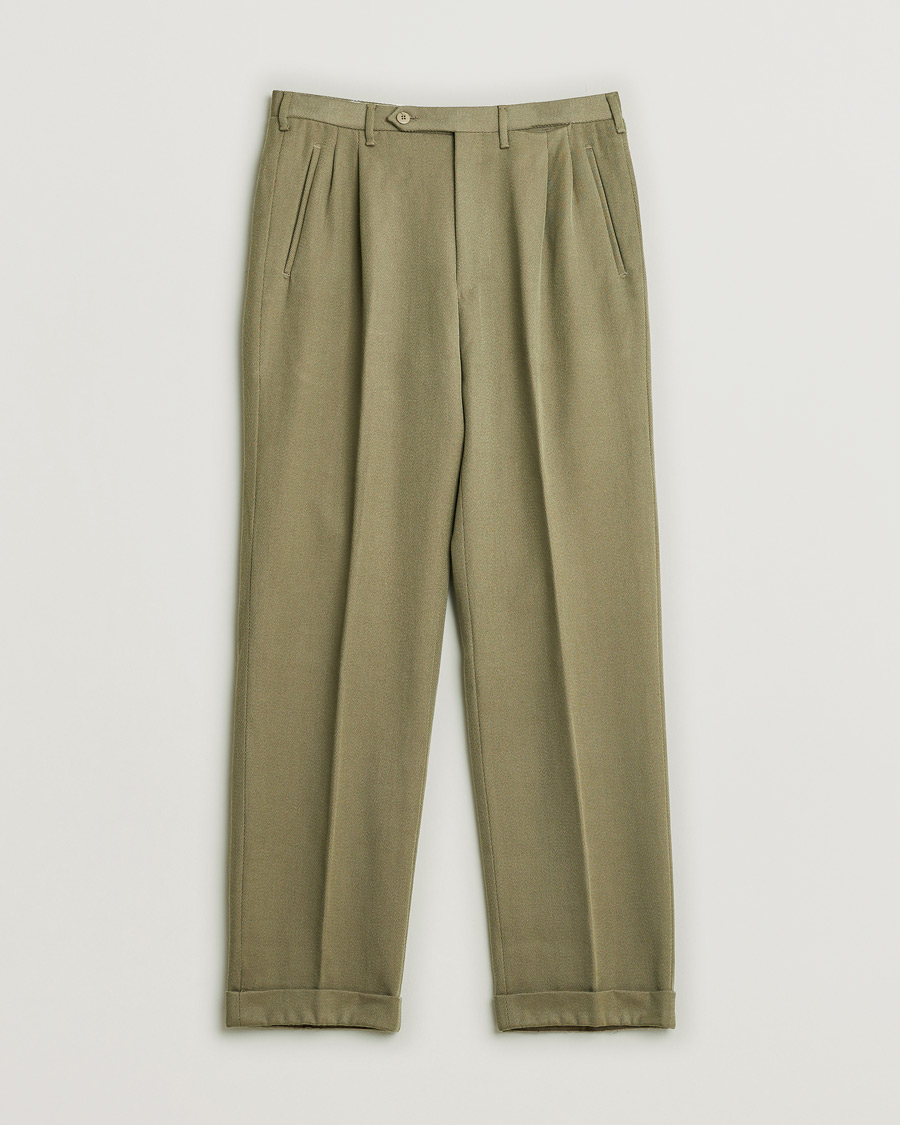 Mies | Pre-owned Housut | Pre-owned | Rota Pantaloni Twill Wool Trousers Mole Green 48